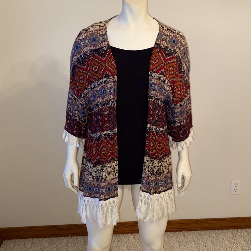 Multi colored Shaw with Fringe